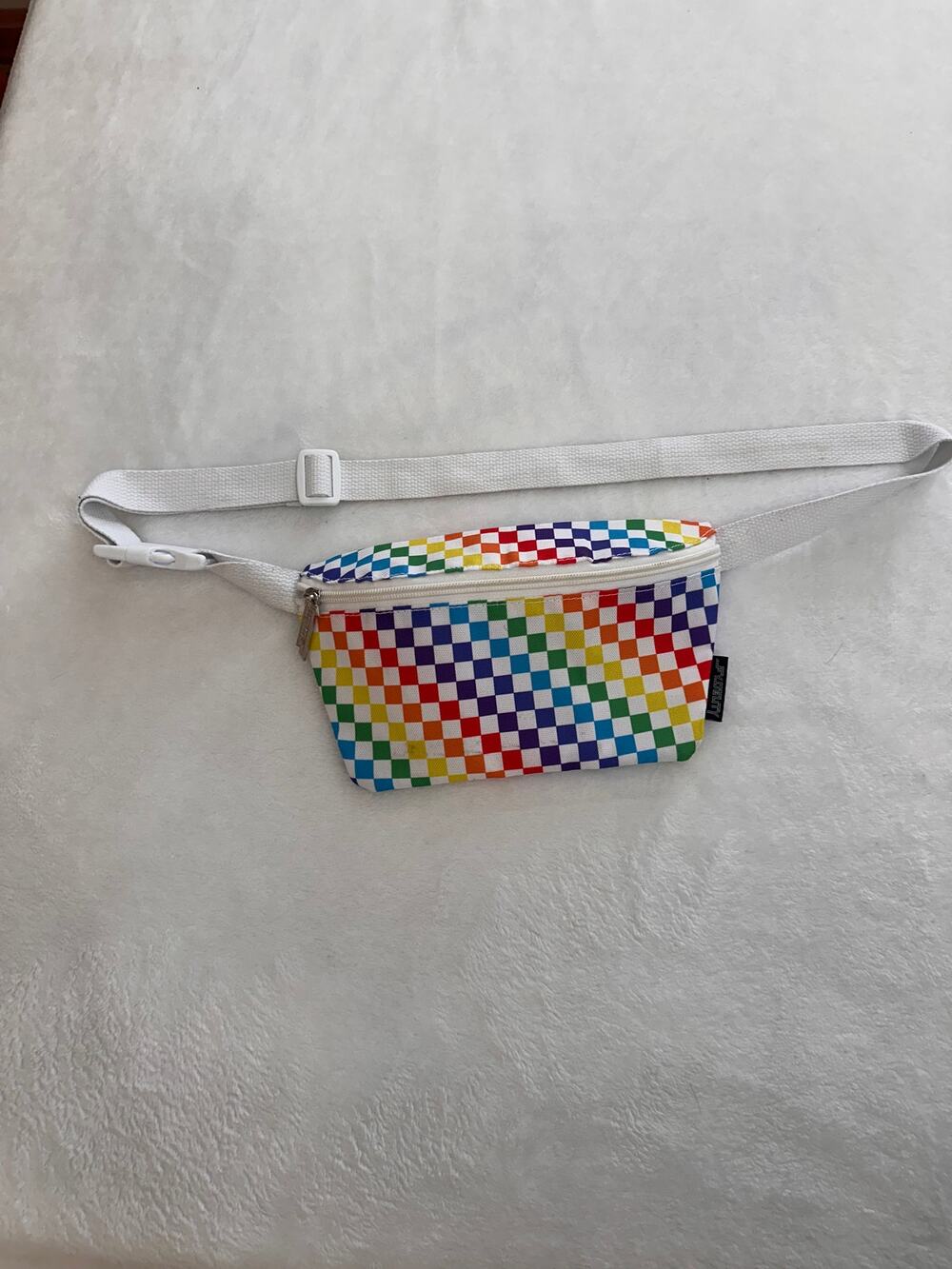 Fydelity Rainbow Checkered Mini Crossbody Belt Bag